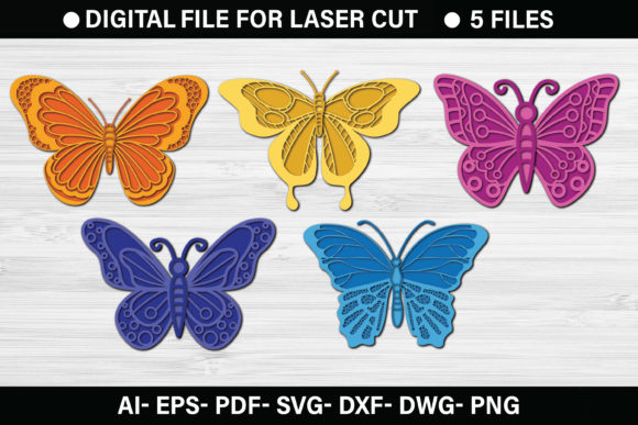 3D Butterfly Paper Cut SVG File