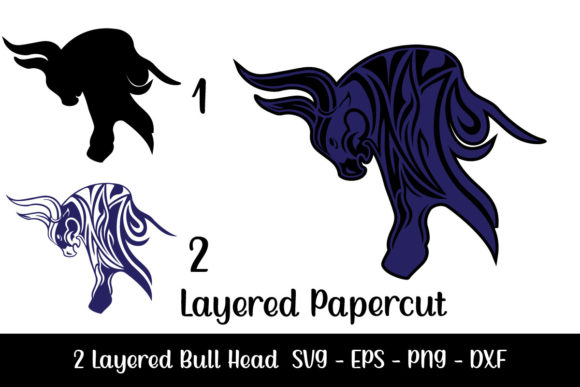 3D Layered Bull SVG Bull Cut File SVG