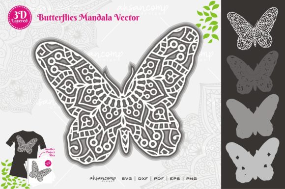 3D Layered Butterfly Mandala SVG Art