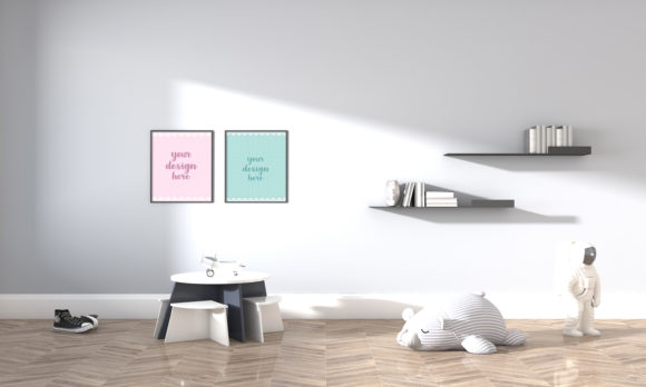 A 3D Modern Kids Bedroom Empty Frames: Enhancing Creativity and Design