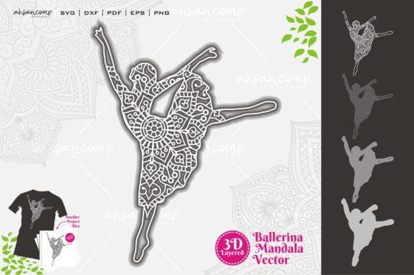 Ballerina Mandala SVG 3D Layered Design