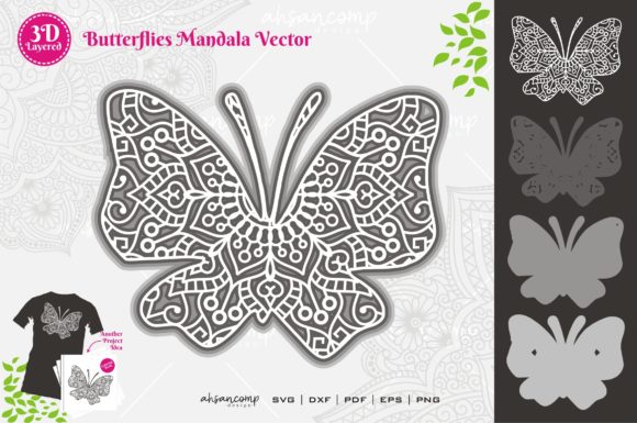 Evaluating Butterflies 2 Mandala SVG 3D Layered for Design and Craft Projects