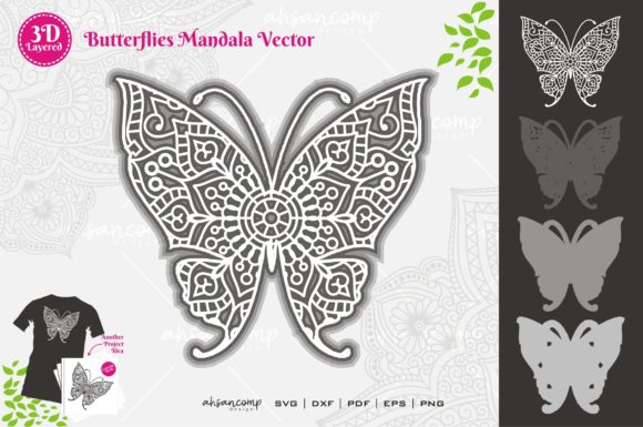 Exploring the Artistry and Utility of Butterflies 11 Mandala SVG 3D Layered Designs