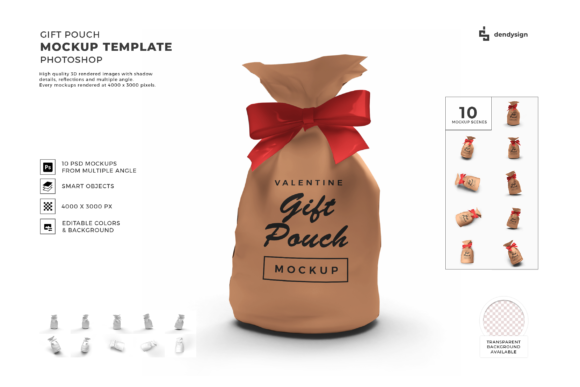 Gift Pouch Packaging 3D Mockup Bundle for Real-World Design Workflows