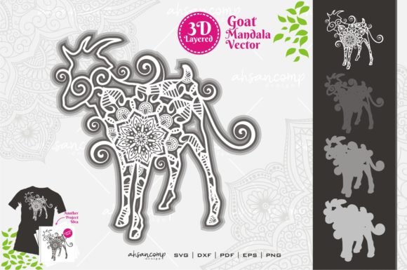 Goat Mandala Vector SVG 3D Layered 9