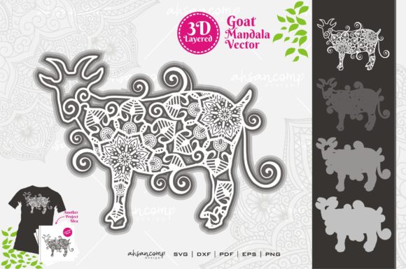 Goat Mandala Vector SVG 3D Layered Art