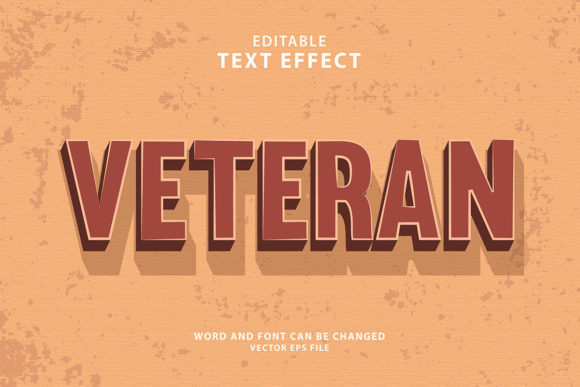 Veteran 3D Editable Text Effect for Creative and Professional Use
